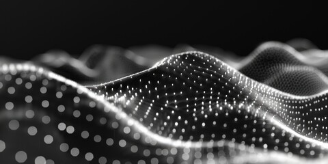 Fototapete - A wave-like pattern of black dots on a white background