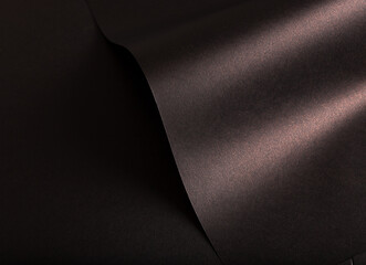 Poster - chocolate brown paper texture with minimalist backdrop Clean surface and glow effect with curved glossy overlay Luxury structure and modern gradient fold