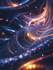 Poster - Fantasy 3D rendered abstract background featuring intricate twisted particles detailed lines and glowing elements ideal for technology or business themes