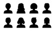 © MdJayedBin - Male and female head silhouettes avatar set. Vector illustration black person portrait head. Anonymous face profile and group icon isolated on white background