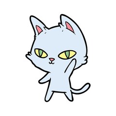 Sticker - cartoon cat waving