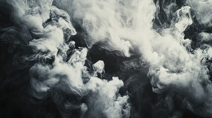 Poster - Abstract Swirling White Smoke on a Dark Background