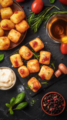 Wall Mural - Knolling of Spanish Croquetas Ingredients - Culinary Arrangement