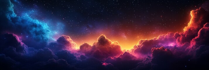 Wall Mural - a breathtaking view of a cosmic dreamscape featuring a vibrant night sky with colorful nebulae and t