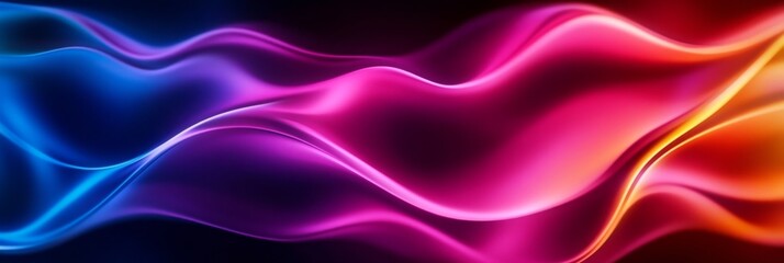 Wall Mural - Abstract digital art featuring vibrant neon waves of color, symbolizing energy, motion, flow, fluidity, and imagination.