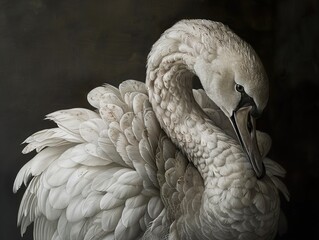 Canvas Print - Elegant White Swan Portrait: Close-Up Photography