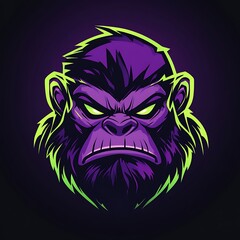 Wall Mural - Purple and Green Angry Gorilla Mascot Logo Design