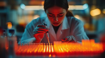 Aufkleber - Scientist using micropipette for test analysis in a laboratory