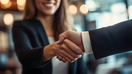 Close-up of a Business Handshake Between Two People