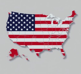 USA map in national flag colors. Map illustration of one of the most powerful country in the world.
