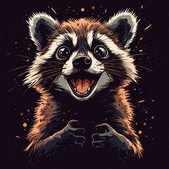 Sticker - A cheerful raccoon illustration with vibrant colors.