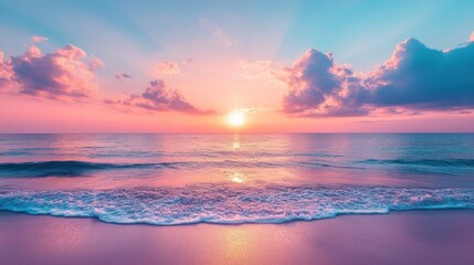 Sticker - Pink and Blue Sunset Over a Tranquil Ocean