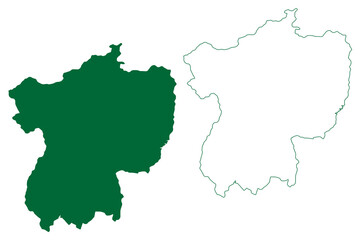  Jhabua district (Madhya Pradesh State, Indore division, Republic of India) map vector illustration, scribble sketch Jhabua map