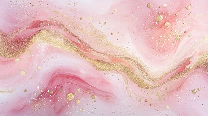 Sticker - Elegant pink and gold marble abstract with glitter accents.