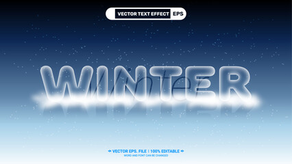 Aufkleber - Winter 3d editable text effect and Winter fog is in effect with snowy background