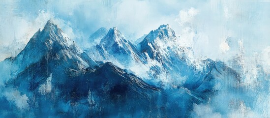 Poster - Mountain landscape in mixed media art