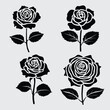 © robina - Set of decorative rose. Flower silhoutte. Vector illustration