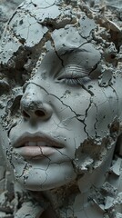 Wall Mural - Cracked Face: A Surreal Exploration of Fragility