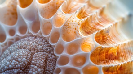 Canvas Print - Close-up of a Seashell's Intricate Textured Surface