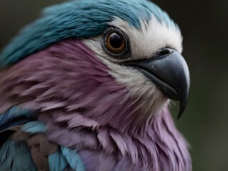 Wall Mural - Close up Portrait of a Colorful Bird with Blue  Pink  and White Feathers