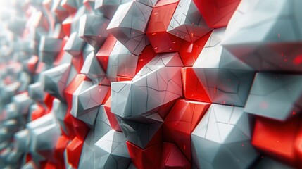 Wall Mural - Dynamic Red and White Geometric Background with Moving Elements