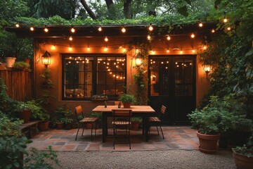 Wall Mural - Cozy Outdoor Patio with String Lights