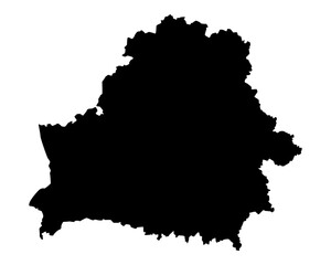 Wall Mural - Vector map of Belarus, republic of, a country in Eastern Europe. Detailed black silhouette, isolated on white background.