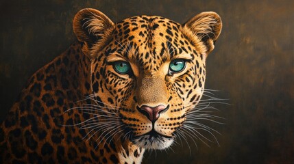 Sticker - Close-up Portrait of a Leopard with Striking Blue Eyes