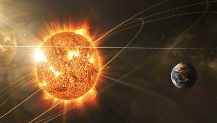Wall Mural - an artist's impression of the sun and its planets. ai.