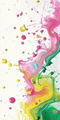 Canvas Print - A close up of a painting with colorful liquid in it. AI.