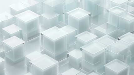 Poster - A white background with many cubes in it. AI.