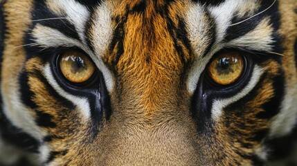 Wall Mural - Close-Up of a Tiger's Face with Intense Eyes