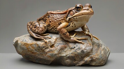 Wall Mural - Close-Up Photography of a Frog Sitting on a Rock