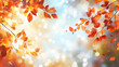 © ZattaVoga - autumn seasonal abstract background with bokeh fall leaves golden orange red backdrop leaves in the park