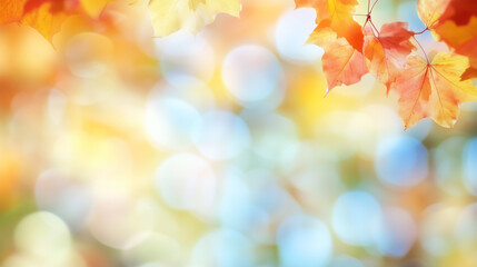 autumn seasonal abstract background with bokeh fall leaves golden orange red backdrop leaves in the park 