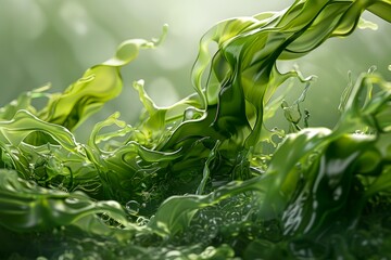 Poster - Abstract green liquid splashing and creating interesting shapes