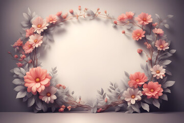 Wall Mural - Refined Wedding Invitation Frame: Mysterious Floral Design for a Unique Touch