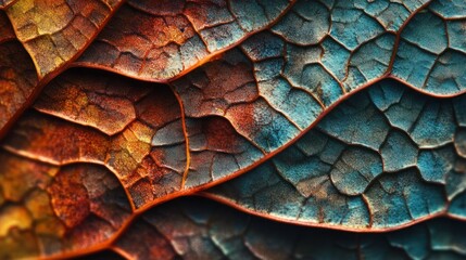 Poster - Close-up of a Leaf's Intricate Veins and Texture