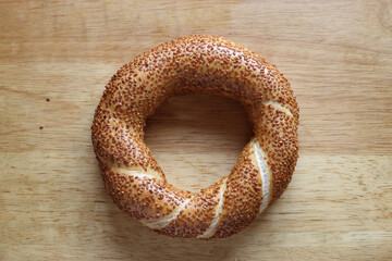 Wall Mural - turkish bagels on wooden background