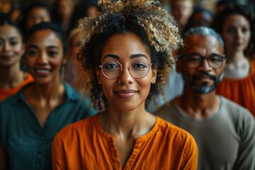 A diverse group of people gathered together in a warm, inviting space, showcasing unity and connection during a community event