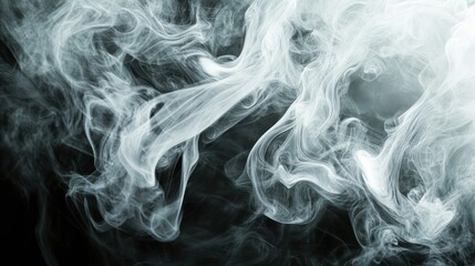 Poster - Abstract Swirling White Smoke on a Black Background