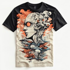 Sticker - Artistic t-shirt featuring a surreal human figure design.