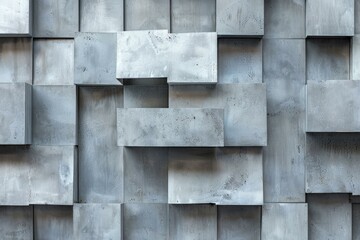 Poster - Concrete wall forming a geometric pattern with its protruding cubes