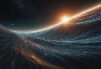Wall Mural - space itself appears to form massive tidal waves of dark matter, with stars and planets being drawn 