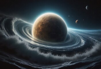 Wall Mural - space itself appears to form massive tidal waves of dark matter, with stars and planets being drawn 