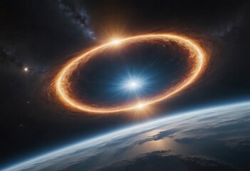 Wall Mural - the remnants of a supernova, with debris clouds and intense streams of particles racing away from th