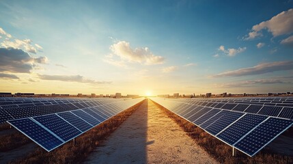 Solar Panels at Sunset