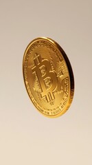 Poster - Bitcoin coin on a plain background, digital currency concept
