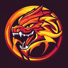 Wall Mural - Fierce Red Dragon Mascot Logo Design for Gaming Team or Brand