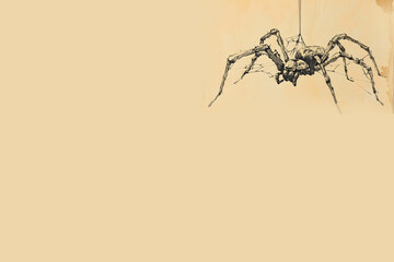 Spiders background. Halloween decorations. Spider background. . Flat lay, top view. Captivating Arachnid Surrealist Spider s Intricate Web Patterns in Moody Darkness Showcasing the Delicate Silk Stran